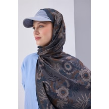 Silk Home Viskon Karışımlı Mayda Şal Çelik Mavi-indigo Desenli Tok Duruşlu 190x70 Çok Renkli