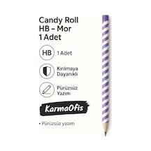 Candy Roll Hb Mor Kurşun Kalem 1 Adet Şerit Desenli Hb Uç Mor