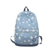 Jeemson Mavi Yıldız Desenli Geniş Hacimli Nilon Sırt Çantası 30x13x45 Cm