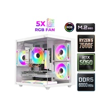 Xaser Sage X60 R5-7500F 16 GB 512 GB M.2 NVMe SSD 8 GB RTX5060 Free Dos Masaüstü Oyuncu Bilgisayarı