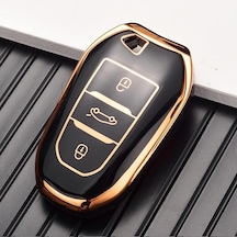 Autohan Keys Lüx Ds7 Crossback Anahtar Koruma Kılıfı, Siyah-altın Renk, Nano Kaplama, Sustasız Standart