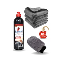 4'lü Oto Yıkama Seti Cilalı Şampuan 500ml 60x90 Cm Mikrofiber Kalın Bez Yıkama Eldiveni - 627016394