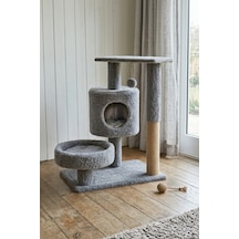Missidea Nrs-013 Yuvarlak Teras Ve Yuvalı Kedi Tırmalama Evi Gri
