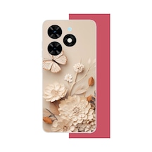 Tecno Spark 20-20c Uyumlu Duvardaki Kelebek Baskılı Silikon Kılıf Renkli