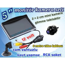 1 Adet 19 Mm. Mini Kamera Ve 5 İnç Monitör Kayıt Yapmaz 12 Volt