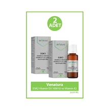 Venatura D3k2 Vitamin D3 1000 Iu Ve Vitamin K2 11,25 Mcg Mk-7 Takviye Edici Gıda 20 Ml 2 Adet