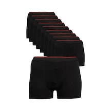 Nacar Store Erkek 12'li Paket Pamuklu Likralı Boxer Siyah