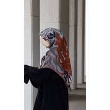 Qalortex Scarf Pamuklu Soft Mihrâ Desen Eşarp-taba