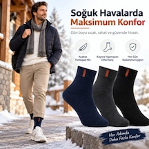 Bezos Erkek Çorap 6'lı Dikişsiz Havlu Orta Konç, Sıcak Tutan, Yumuşak Ve Dayanıklı Rengaren Çok Renkli