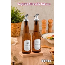 2 Adet Standlı Yağlık Yağdanlık Takımı Royaleks-yst354 Acı Kahverengi