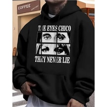 Hunors Sportswear & Company The Eyes Unisex Model Pamuklu Kapüşonlu Sweatshirt SIYAH