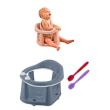 Flosoft Vakumlu Bebek Banyo & Mama Oturağı + Silicolife 2 Adet Silikon Mama Kaşığı Hediye Mavi