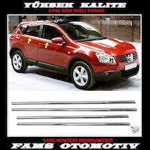 Nissan Qashqai J10 Krom Cam Çıtası 4 Prç. 2007-2014 P. Çelik