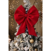 Kurdele Orta Yıllbaşı Ağaç Süs Noel Kırmızı Fiyonk 37x40cm Kırmızı - 787285796