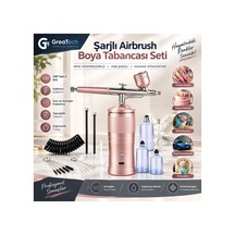 Şarjlı Airbrush Boya Tabancası Seti Kompresörlü Tırnak Sanatı, Hobi Boyama, Pasta Süs, Nemlendirici Sprey - 929905823