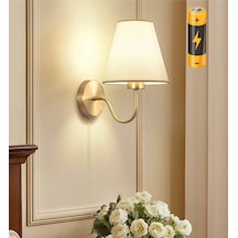 Modern Tasarım Pilli Aplik Gold Sarı Ledli Tak Çalıştır Krem Şapkalı Led Aplik Harika Görsel Gold