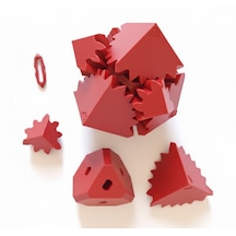 Mekanik Dişli Çarklı Zeka Küpü Hareketli Puzzle Yapı Bloğu - Eğitici Zeka Küpü Stres Oyuncağı-kırmızı
