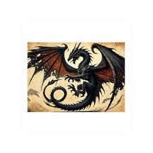 Ejderhanın Dansı Desenli Mdf Tablo