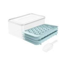 Geeksen 33 Izgaralı Yuvarlak Buz Kalıbı Seti, Kapaklı Küresel Buz Kalıbı, Ev Tipi Dondurulmuş Buz Eseri, İnternet Ünlüsü Buz Kutusu, İskandinav Mavisi, 2 Katlı Buz Kalıbı + Kutu Mavi