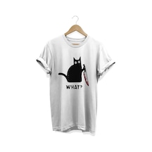 Kedi Baskılı Beyaz T-shirt Beyaz