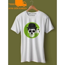 Charlie Chaplin Skull Baskılı Tişört Tshirt Ücretsiz Kargo