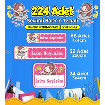 Sevimli Balerin Temalı Okul Kreş Kişiye Özel İsim Etiket Seti - Model 454 Çok Renkli
