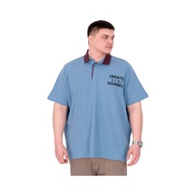 Mode Xl Büyük Beden Erkek T-shirt Polo Yaka Yourself U25310 Mavi Mavi