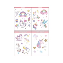 Eğitim Etiketleri Eğlencelik Unicorn Etiketleri - 54 Adet Opak Etiket Renkli
