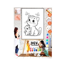 Mega Boyama Sayılarla Kedi Yavru Boyama 25x35 Kanvas Tuval Akrilik Çocuk Hobi, Etkinlik Seti
