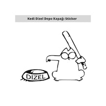 Kedi Sopalı Depo Kapağı Oto Sticker 15 Cm