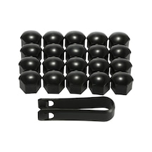 Neevoyu Vw Audi Araç Jant Somun Kapakları 20 Adet + Çıkarma Aracı - 17mm İç Çap 15mm Yükseklik Siyah Plastik Koruyucu