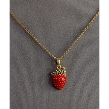 Beren Aksesuar Stainless Steel Çilek Çelik Kolye Gold