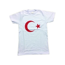 Salar Ticaret Salarticaret Çocuk Beyaz Bayrak Tişört Unisex Pamuklu Ürün Beyaz
