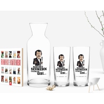 Kişiye Özel Renkli Baskılı Hangimiz Sevmedik Çılgınlar Gibi Tasarımlı İkili Rakı Bardağı Karaf Ve Cep Kitabı Hediye Seti-5
