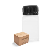 Borox Plastik Kare Şişe Siyah Kilit Kapaklı Sızdırmaz Numune Şişesi 200 x 250 ML