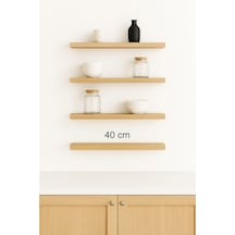 40 Cm 4lü Safir Meşe Mdf Uçan Duvar Rafı Gizli Bağlantı Kitaplık