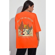 Uyguntarz Unisex Arizona Baskılı Oversize Tshirt Turuncu