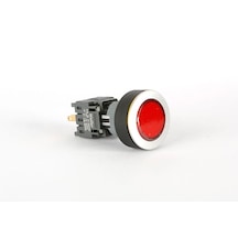 Ø16 mm - Ø22 mm Kırmızı Yuvarlak Ledli Yaylı Buton 24VAC/DC 1NO+1