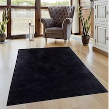 Vl Comfort Peluş Halı Gri Overloklu Siyah