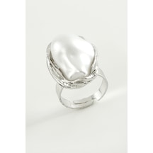 Oval İnci Metal Yüzük-gümüş Rengi N145 Çok Renkli