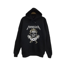 Metallica Baskılı Kapüşonlu Sweatshirt Siyah