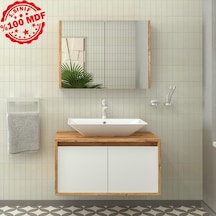 Banos Roomart Ayaksız 2 Kapaklı Lavabolu Ahşap-Mat Beyaz Mdf 8... Beyaz