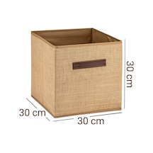 100% Jüt Kapaksız Dolap Içi Çamaşır Oyuncak Düzenleyici Katlanır Saklama Kutusu 30x30x30 Bej
