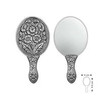 Gümüş Papatya Ve Gül Motifli El Aynası Renkli 10632224