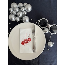 Kırmızı Yaldızlı Beyaz Disco Topu Peçete 16 Adet