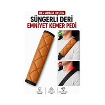 Her Araca Uygun Suni Deri Süngerli Emniyet Kemeri Pedi Taba