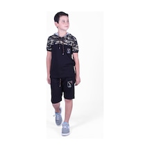 Fyk Kids Kamuflaj Desenli Kaprili Sweatshirtlü Erkek Çocuk Alt Üst Takım Haki Yeşil