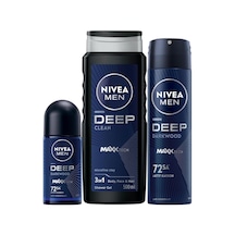 Men Deep Duş Jeli 500ml+ Sprey Deodorant 150ml + Roll On Deodorant 50ml