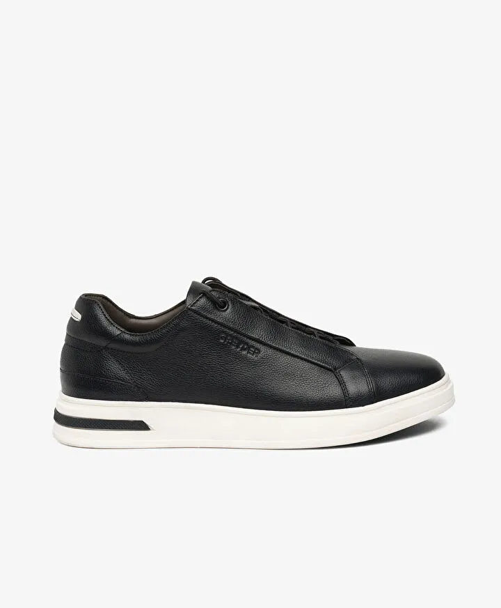 Greyder 64760 Erkek Siyah Hakiki Deri Sneaker Ayakkabı Siyah Beyaz