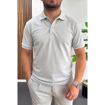 Erkek Soft Kumaş Polo Yaka Tişört Gri Edw506